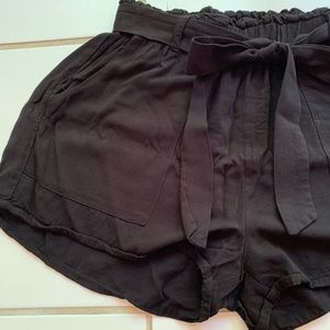 Black paper bag shorts